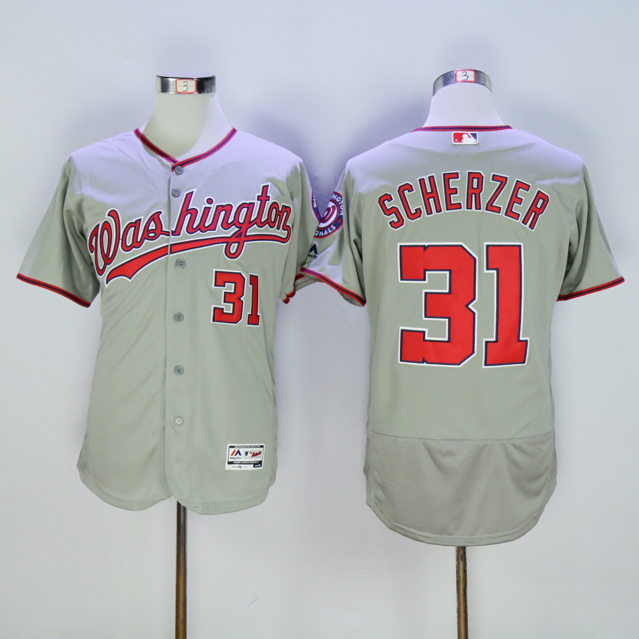 Men Washington Nationals 31 Scherzer Grey MLB Jerseys